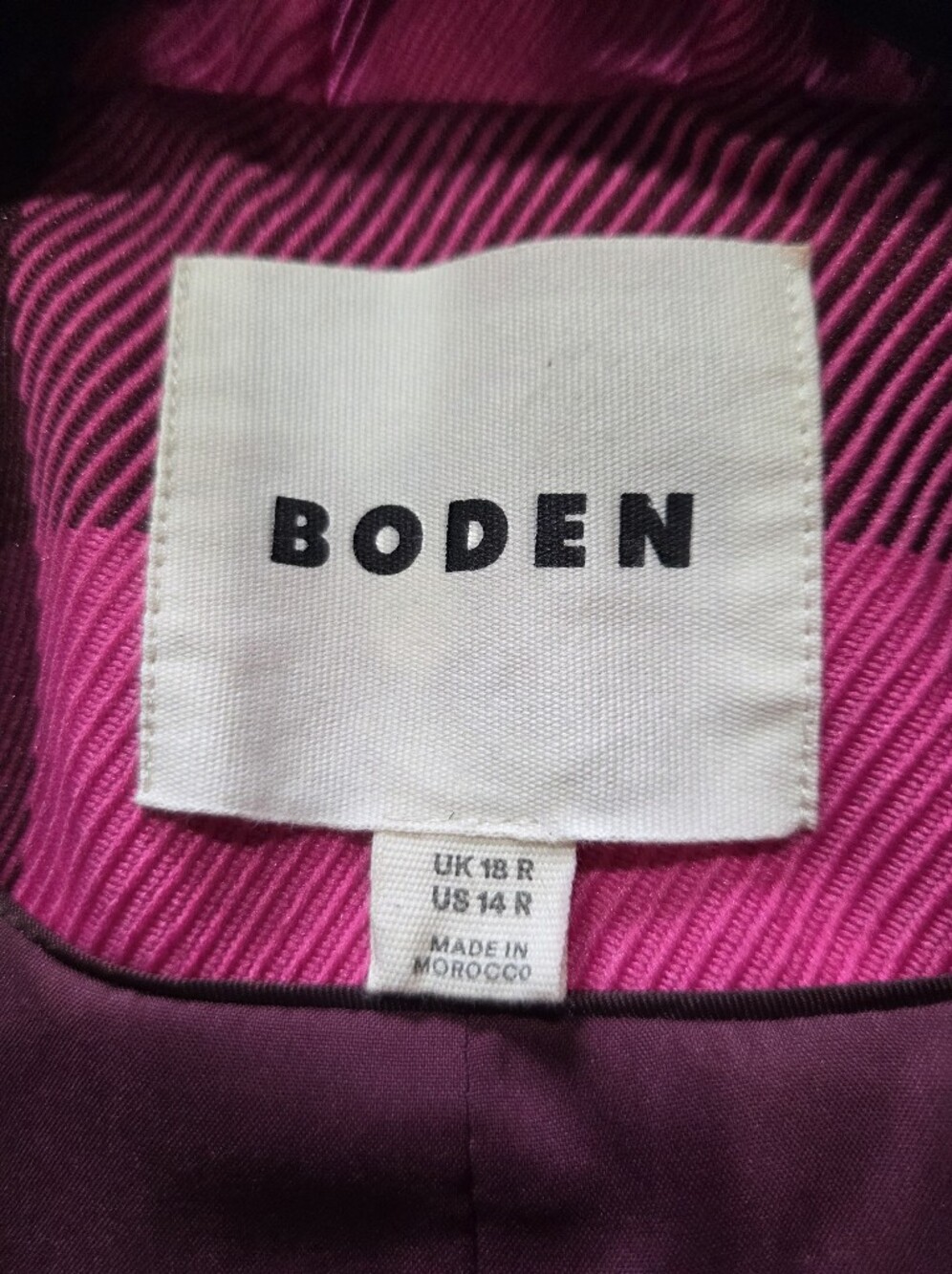 Boden Cheltenham Pink and Burgundy Plaid Trench Coat - Size 14R - Picture 10 of 16
